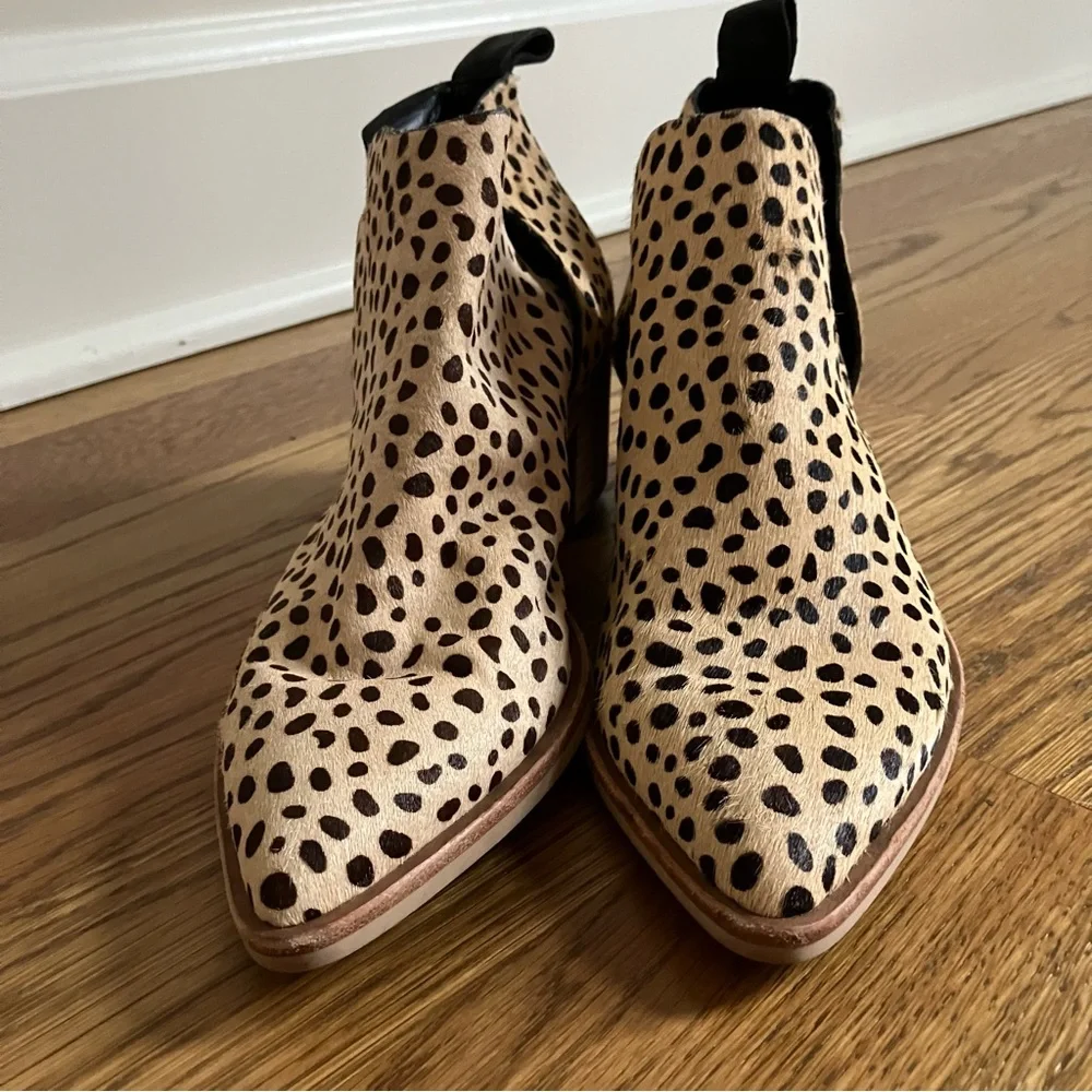 Dolce Vita Sonni Ankle Bootie Cheetah Leopard Print Calf Skin Hair Size 6 - Picture 5 of 9